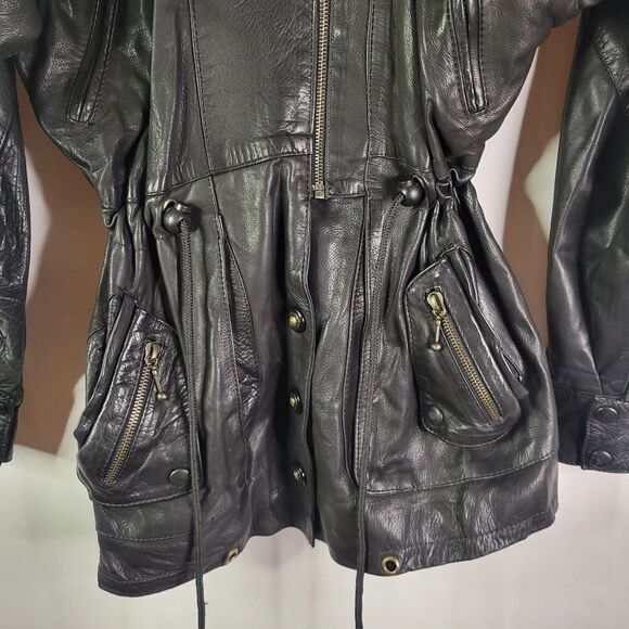 Fitted 80s Black Leather Women's Jacket - Picture 5 of 14